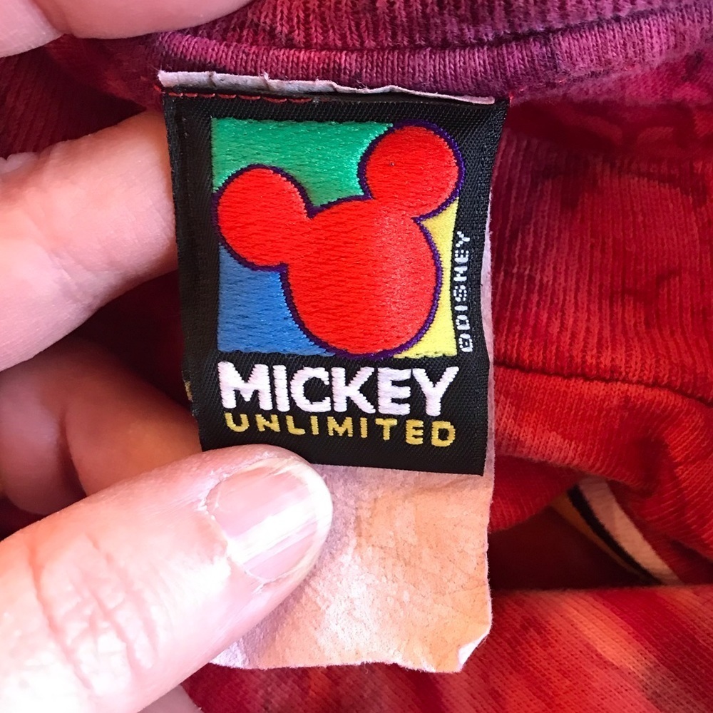 Vintage Disney 90s Goofy Psychedelic Red Orange Tie Dye T-Shirt Men Large - Picture 4 of 10